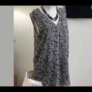 H&M Chiffon Peacock Print Sleeveless Blouse